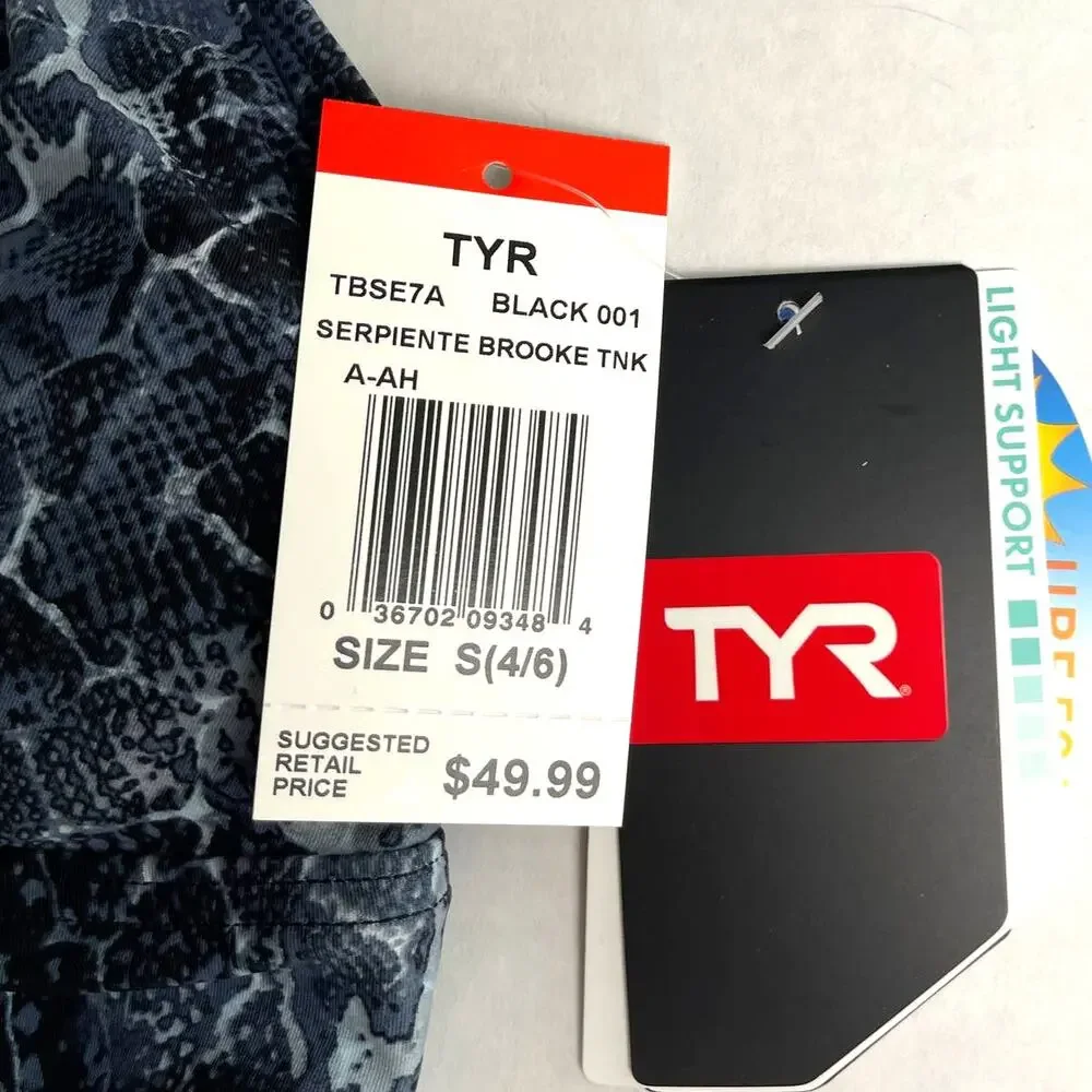 TYR Light Support Serpiente Brooke Tank Swim Top - Black - Size Small 4/6 - $50